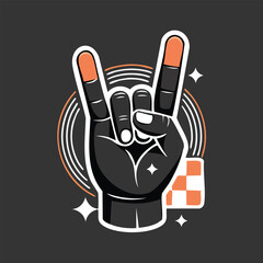 Rock Hand Gesture Illustration Showing Two Raised Fingers.