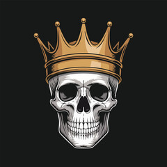 Skull With Crown Graphic Illustration Portrait.