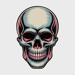 Vivid Skull Illustration with Bold Shaded Anatomy.