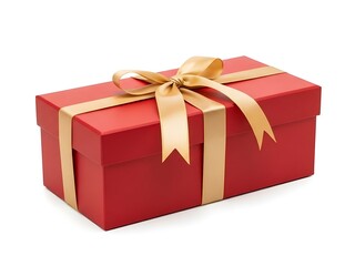Obraz premium Red Gift Box with Gold Ribbon on White Background.