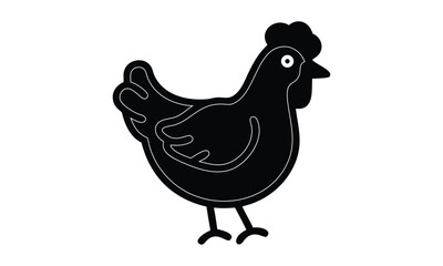 Chicken drawing. Simple cartoon line icon of a hen. vector illustration