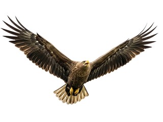 Fototapeta premium Flying Eagle Bird with Spread Wings Isolated on White.