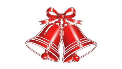Red Christmas bells with a bow isolated on a transparent background red bells with bow red christmas decorations