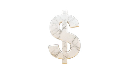 Marble Dollar Sign Isolated on White Background