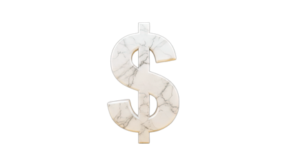 Marble Dollar Sign Isolated on White Background