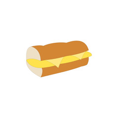 Sandwich egg and cheese vector illustration on white background. Breakfast food