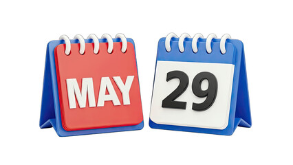 May 29th Calendar: Date Reminder on White Background
