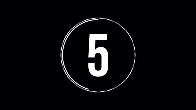 Simple Digital Circular Countdown Timer Motion Graphic (10 Seconds) 4k video animation seamless loop