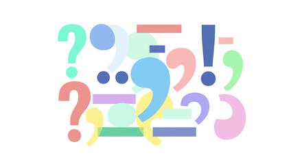 Pastel Punctuation Marks: Question Exclamation and Semicolon Collage.