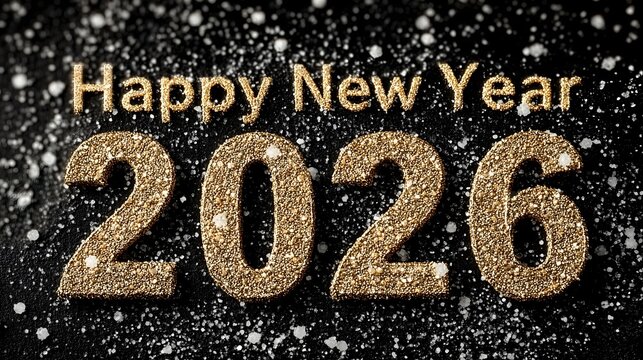 New Year sparkling design of numbers celebrating the arrival of 2026 with a festive touch on a dark background