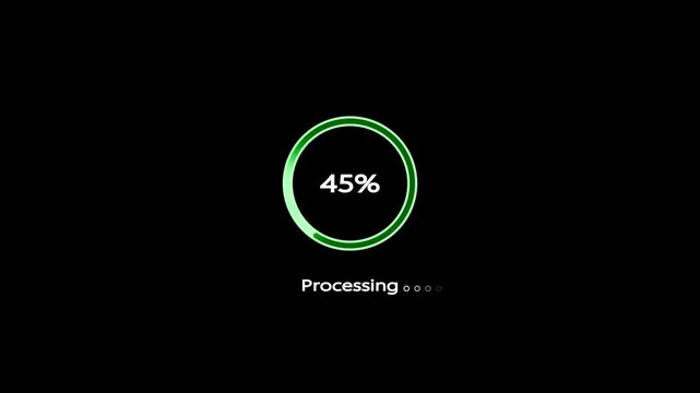 Processing 0&ndash;100% Transfer, Circular Loading Progress Bar Animation. Processing from 0 to 100 transfer. Circle loading processing bar icon animation.