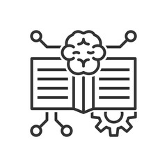 Machine Learning Icon With Brain Icon - Ai Book Mind Icon