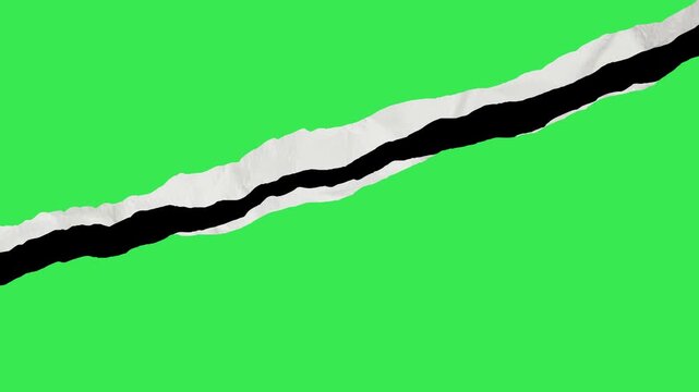 Animated torn paper animation transition on green screen background 4K