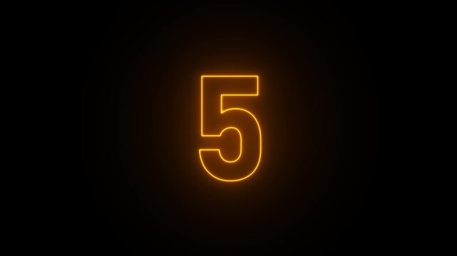 Orange neon number 7 glowing on black background seven