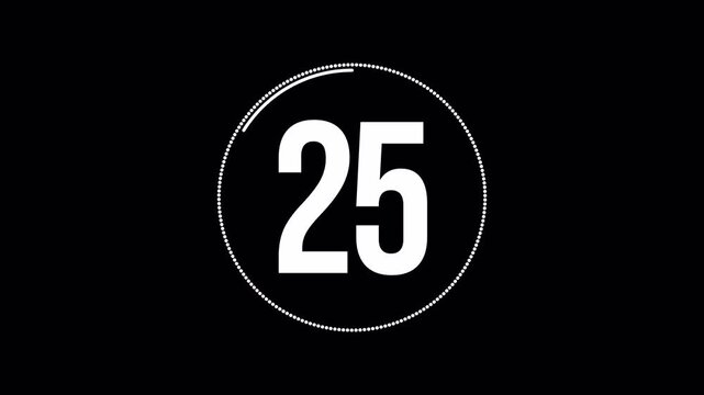 Digital 30 Second Countdown Timer Display HUD Style Circular Animation 4k video animation seamless loop