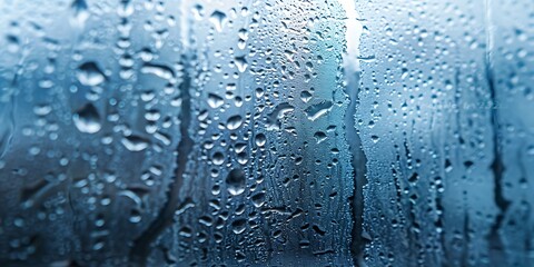 Abstract beauty of water droplets clinging to a textured glass surface