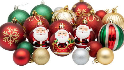 Assortment of Christmas Ornaments Including Santa Claus and Snowflakes image