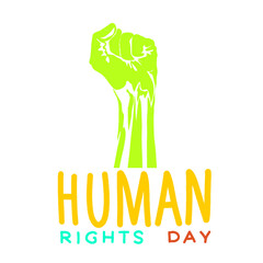 human rights day writing with hand icon