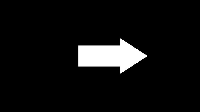 White arrow pointing to the right on a black background direction pointer