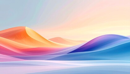 Vibrant colorful sand dunes under serene sunset sky