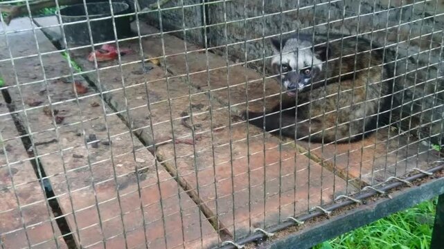 Mammal nocturnal animal in the cage at the zoo