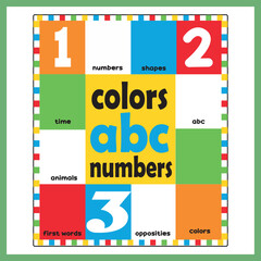 Colors ABC Numbers Learning Poster &ndash; Preschool Educational Chart