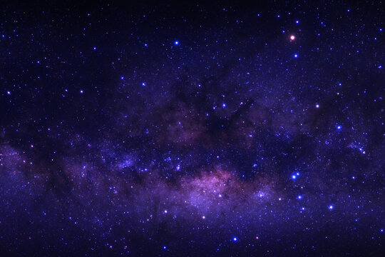 Night sky space background, Starry universe in dark blue sky, Milky way galaxy with stardust field in deep universe