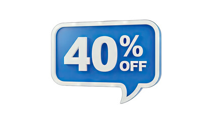 40% Off Sale Sign on White Background