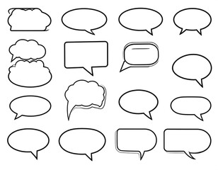 Fototapeta premium Assorted speech bubbles in various shapes, outlines, and minimalistic style