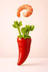  Creative Shrimp and Pepper Food Art with Celery Stems
