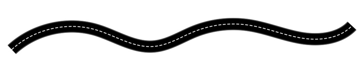 Roadmap curvy road. Roadmap with stages. Top view on a curved highway road map. Roadmap diagram Vector illustration, PNG, JPG. 