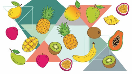 Vibrant Assortment of Fresh Tropical Fruits and Pineapples.