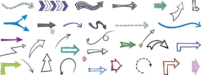 Collection of various colorful arrows and pointers