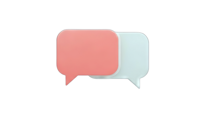 3D Speech Bubbles Overlapping on White Background