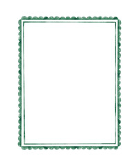 Green watercolor frame with scalloped edges.