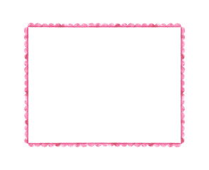 Watercolor scalloped edge frame in pink. Hand drawn illustration for baby girl shower, wedding invitation.