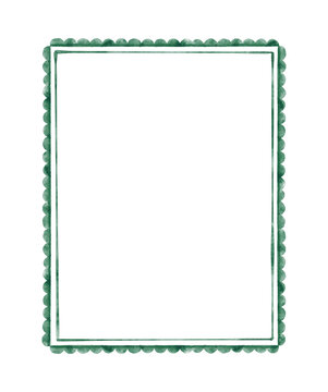 Green watercolor frame with scalloped edges.