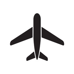 Airplane Silhouette in Modern Minimalist Style with Solid Black Color on White Background for Aviation Logo