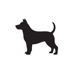 Dog Silhouette in Simple Modern Style with Solid Black Color on White Background for Pet Illustration