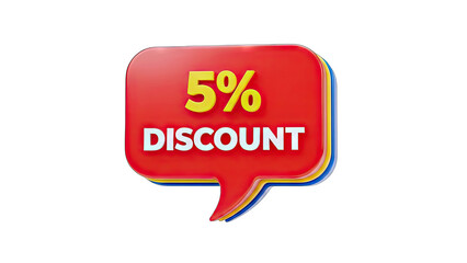 5% Discount Speech Bubble on White Background