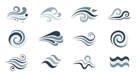 Fototapeta premium Abstract Vector Illustrations of Stylized Wind and Waves.