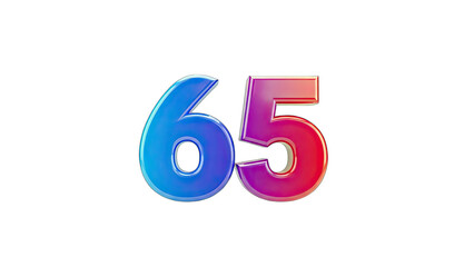 3D Rendered Number 65 on White Background