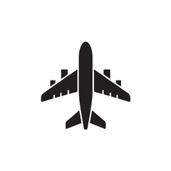 Airplane Silhouette in Simple Flat Design with Black Color on White Background for Aviation Icon