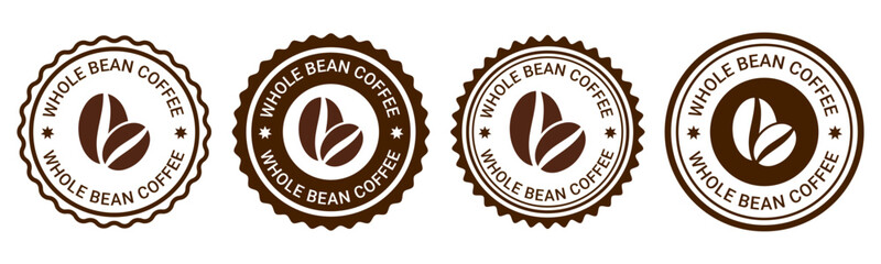 Whole Bean Coffee Badge Logo Collection