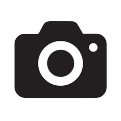Camera Icon in Simple Flat Design with Black Color on White Background for Graphic Design