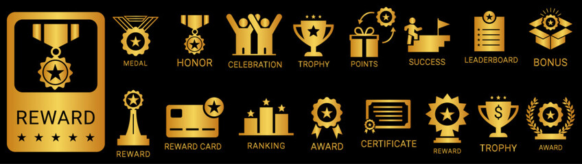 Obraz premium Golden Reward Icons Set