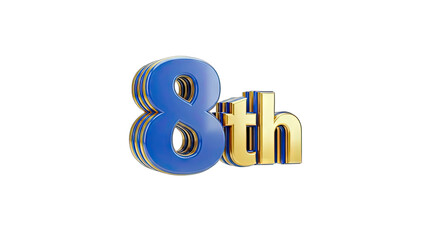 3D Render of 8th Number on White Background