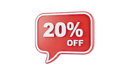 20% Off Sale Speech Bubble on White Background