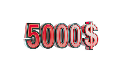 3D Render of $5000: Financial Concept on White