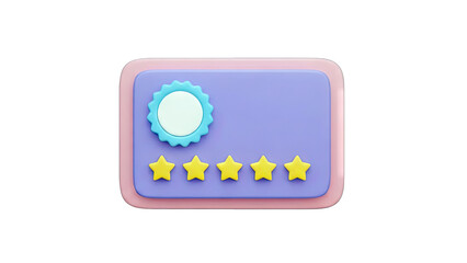 3D Render of Rating Card with Stars and Badge